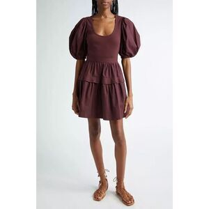NEW ULLA JOHNSON Tilda Bordeaux Mixed Media Mini dress SIZE Small